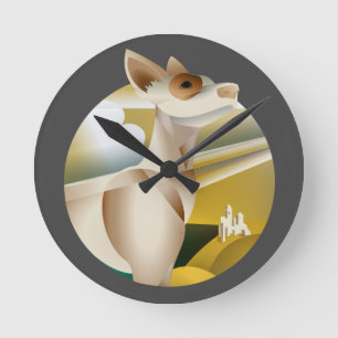 Vintage Podenco Art Deco Dog Round Clock