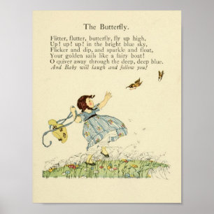 Vintage Poem "The Butterfly", Poster