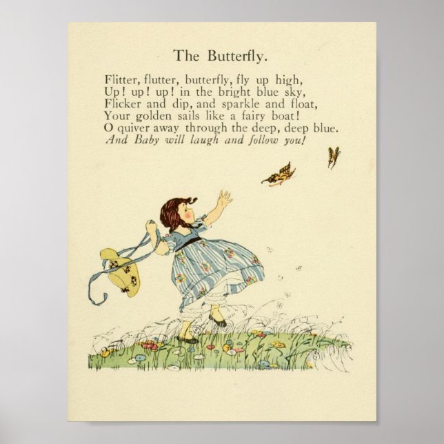 Vintage Poem "The Butterfly", Poster (Front)