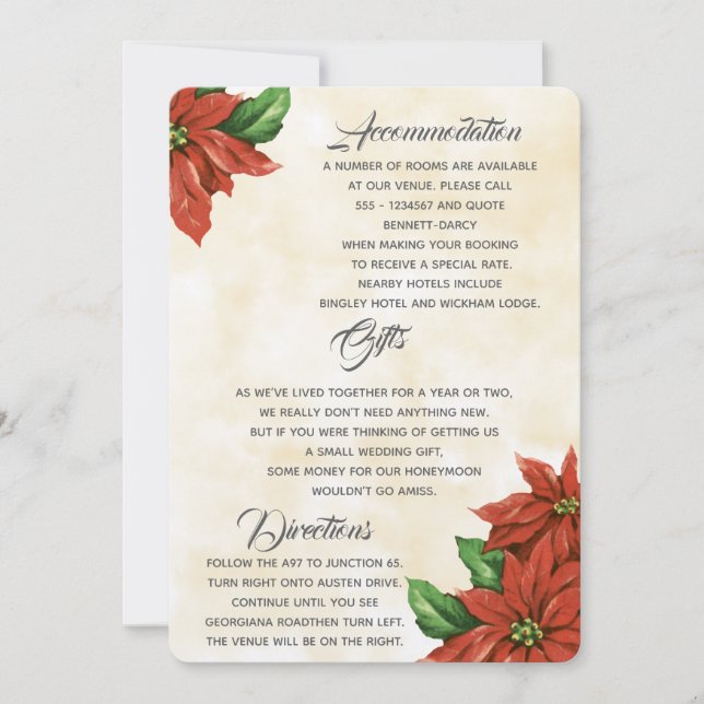 Vintage Poinsettia Additional Information Card (Front)