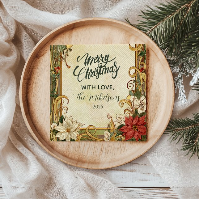 Vintage Poinsettia Christmas Napkin (Creator Uploaded)