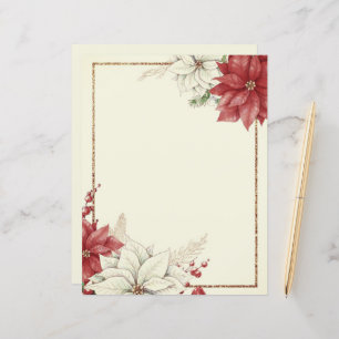 Vintage poinsettia frame Christmas