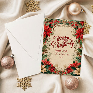 Vintage Poinsettia Holiday Card