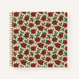 Vintage Poinsettia Holiday Notebook