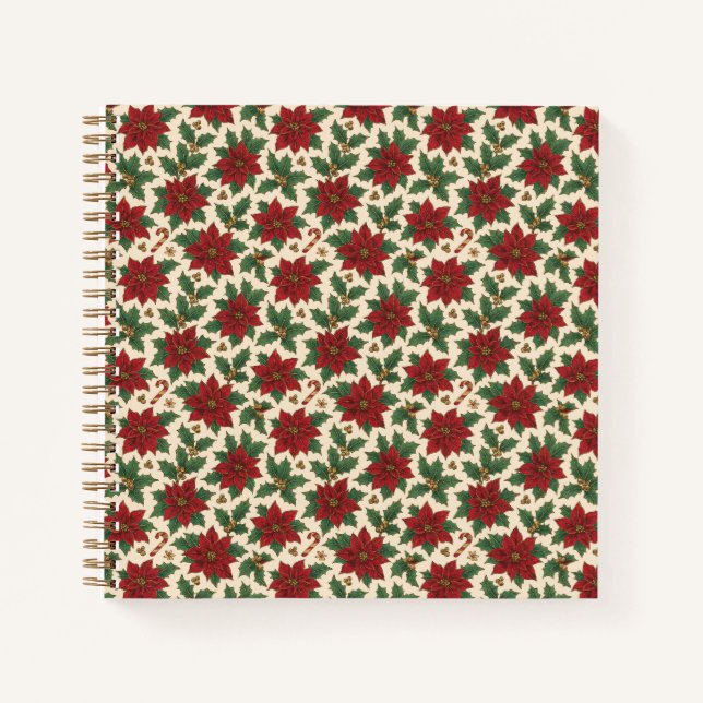 Vintage Poinsettia Holiday  Notebook (Front)