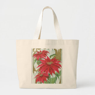 Vintage Poinsettia illustration. Large Tote Bag