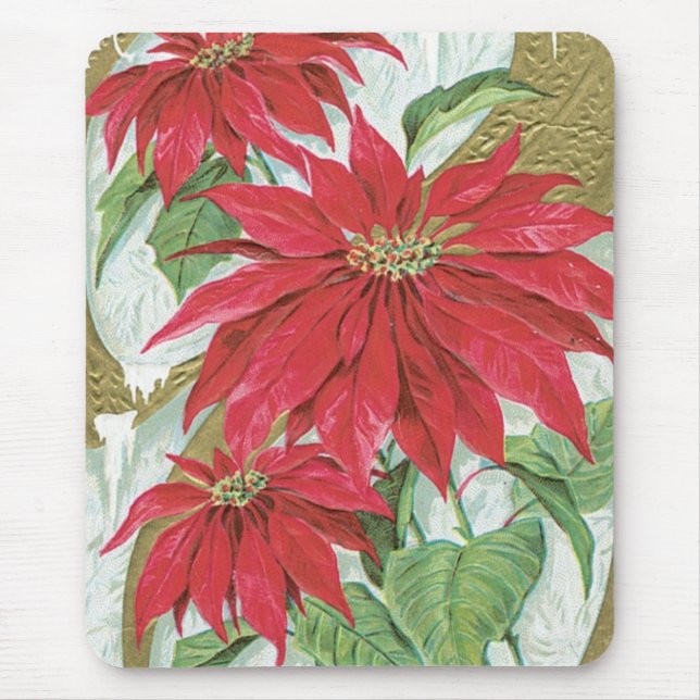 Vintage Poinsettia illustration. Mouse Mat (Front)