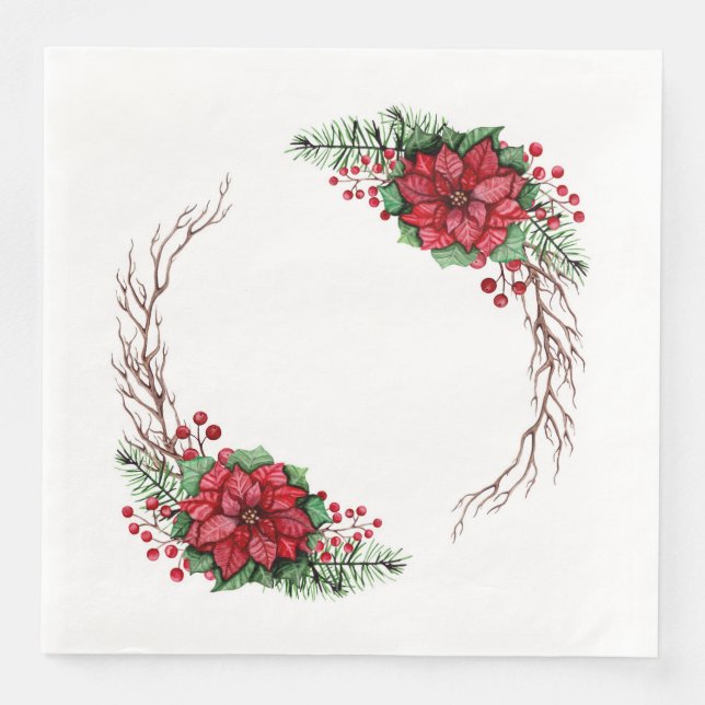Vintage Poinsettia Napkin (Front)