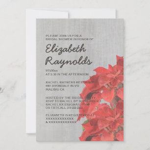 Vintage Poinsettias Bridal Shower Invitations