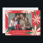 Vintage Poinsettias Christmas Photo Holiday Card<br><div class="desc">Customise with your greeting or message for the holiday season. Original frame by Becky Nimoy. Add a photo on the back or a message.  Pattern can be removed if desired</div>