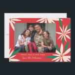 Vintage Poinsettias Christmas Photo Holiday Card<br><div class="desc">Customise with your greeting or message for the holiday season. Original frame by Becky Nimoy. Add a photo on the back or a message.  Pattern can be removed if desired</div>
