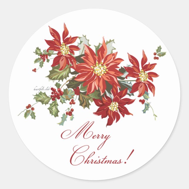 Vintage Poinsettias Sticker (Front)