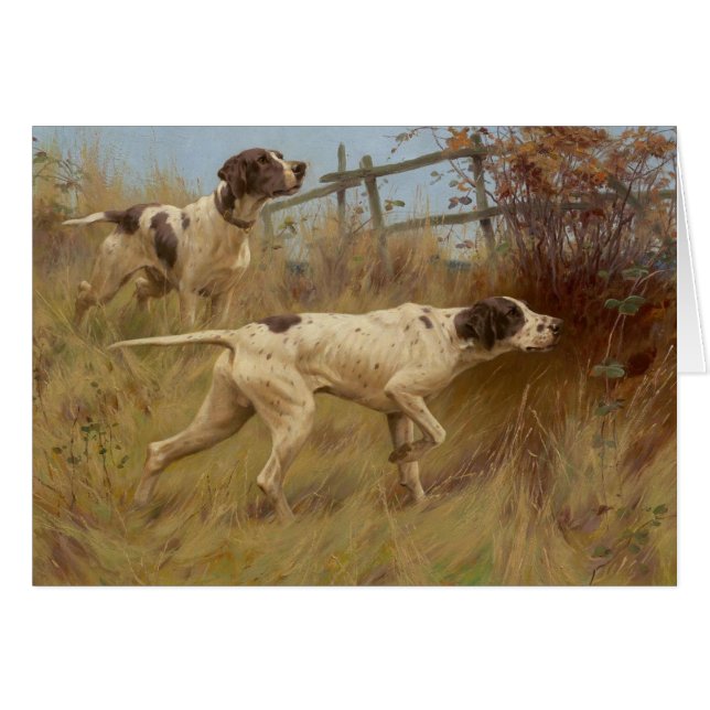 Vintage - Pointer Dogs on Point, (Front Horizontal)