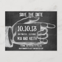 Vintage Pointing Finger Chalkboard Postcard