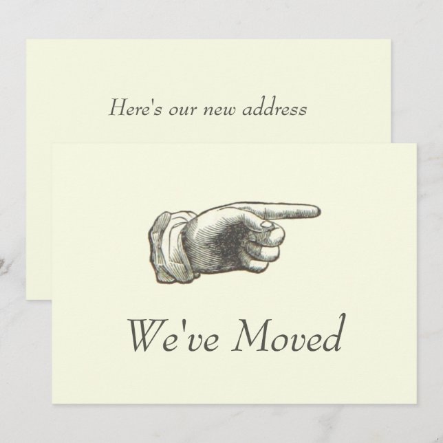 Vintage Pointing Hand Moving Announcement  (Front/Back)