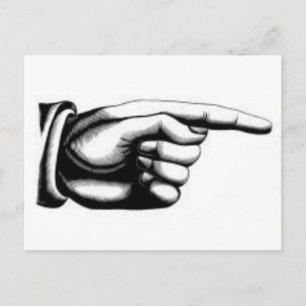 Vintage pointing hand postcard