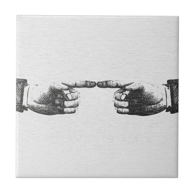 Vintage Pointing Hands Ceramic Tile (Front)