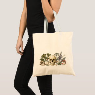 Vintage Poison Garden Skull Botanical Illustration Tote Bag