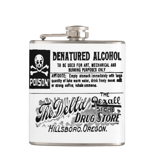 Vintage Poison Label Hip Flask (Front)