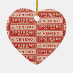 Vintage Poison Labels Ceramic Tree Decoration