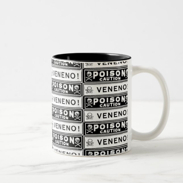Vintage Poison Labels Two-Tone Coffee Mug (Right)