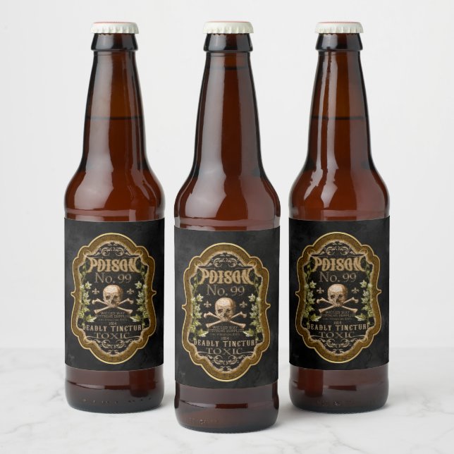 Vintage Poison Skull: Halloween Apothecary Beer Bottle Label (Bottles)