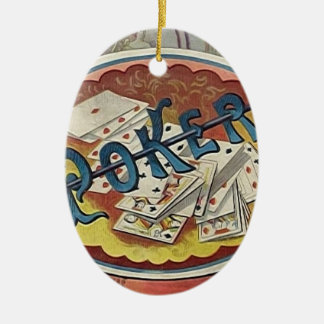 Vintage Poker Mens Smoking Room Gambling Ceramic Tree Decoration