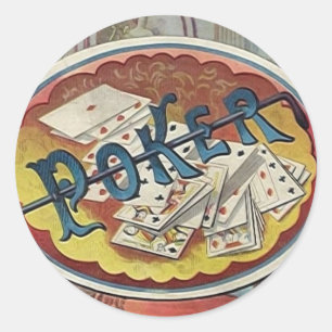 Vintage Poker Mens Smoking Room Gambling Classic Round Sticker