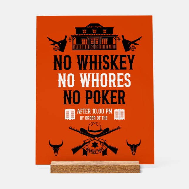 Vintage Poker Player  Acrylic Sign (Front)