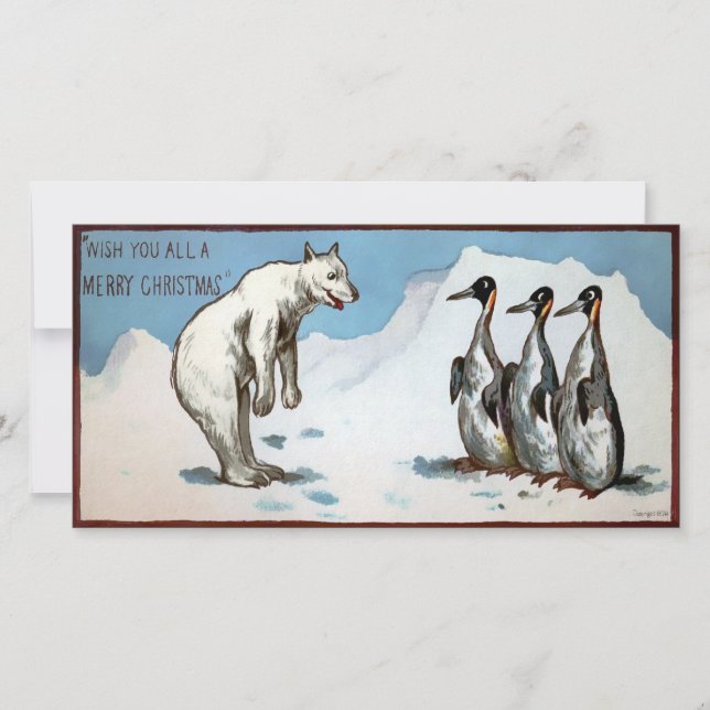 Vintage Polar Bear 1878 Christmas Card (Front)