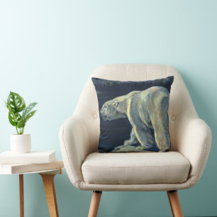 Vintage Polar Bear, Arctic Marine Life Animals Cushion