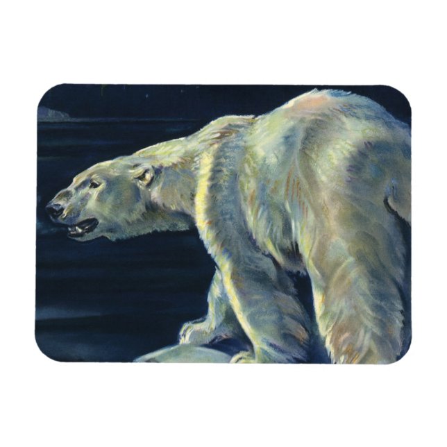 Vintage Polar Bear, Arctic Marine Life Animals Magnet (Horizontal)