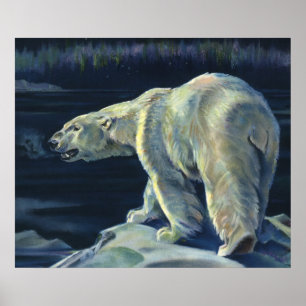 Vintage Polar Bear, Arctic Marine Life Animals Poster