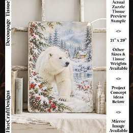 Vintage Polar Bear, Winter Forest, Christmas FY3L Tissue Paper