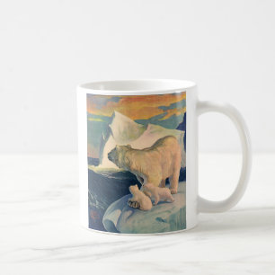 Vintage Polar Bears on Iceberg, Wild Arctic Animal Coffee Mug