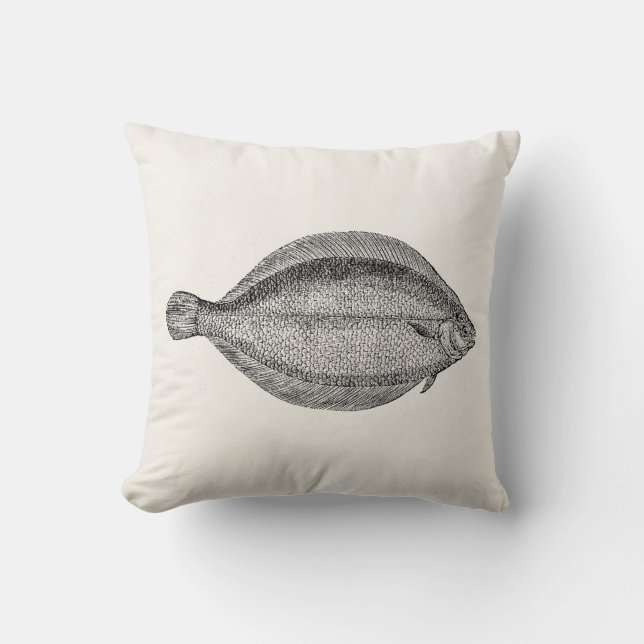 Vintage Pole Flounder Fish Personalised Template Cushion (Front)