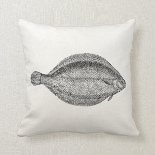 Vintage Pole Flounder Fish Personalised Template Cushion