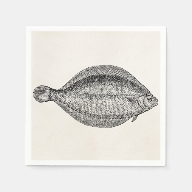 Vintage Pole Flounder Fish Personalised Template Napkin (Front)