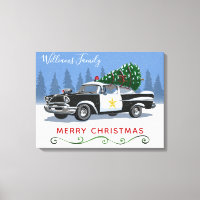 Vintage Police Car Merry Christmas Monogram Name