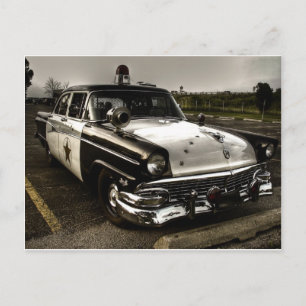 Vintage Police Car Postcard