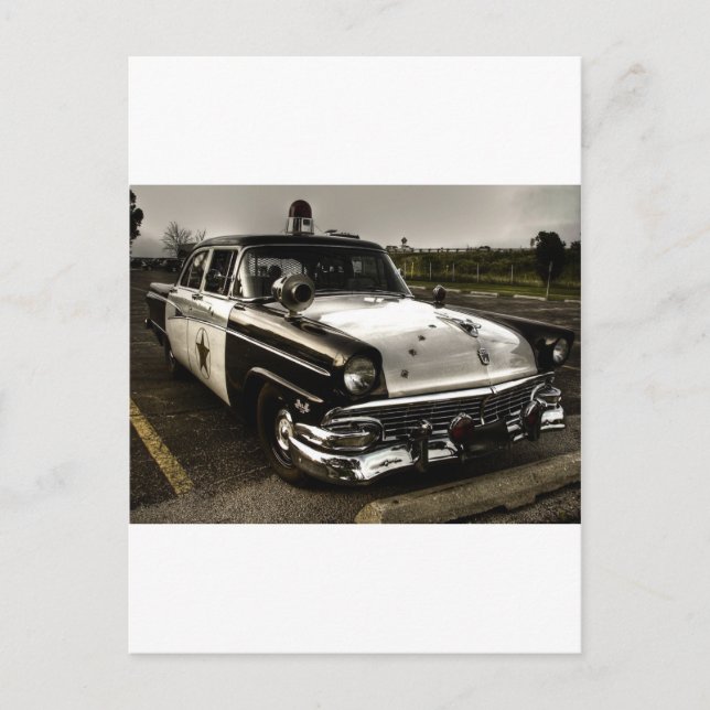 Vintage Police Car Postcard (Front)