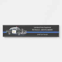 Vintage Police Car Thin Blue Line Name Long Desk