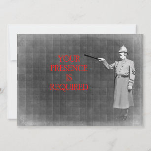 Vintage Police Man Illustration Invitation