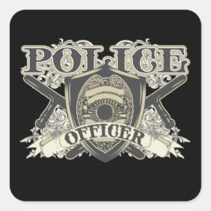 Vintage Police Officer Square Sticker