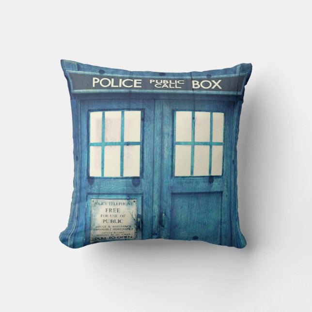 Vintage Police phone Public Call Box Cushion (Front)