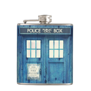 Vintage Police phone Public Call Box Hip Flask