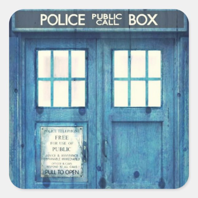 Vintage Police phone Public Call Box Square Sticker (Front)