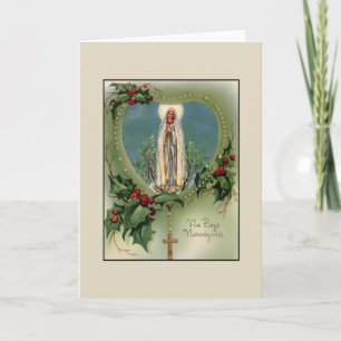 Vintage Polish Blessed Mother Christmas Card