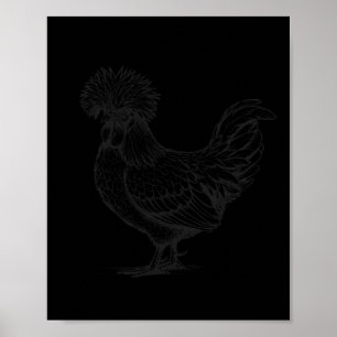 Vintage Polish Chicken Drawing Art Design Poster