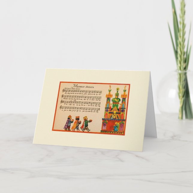 Vintage Polish Christmas Carol Greeting Card (Front)